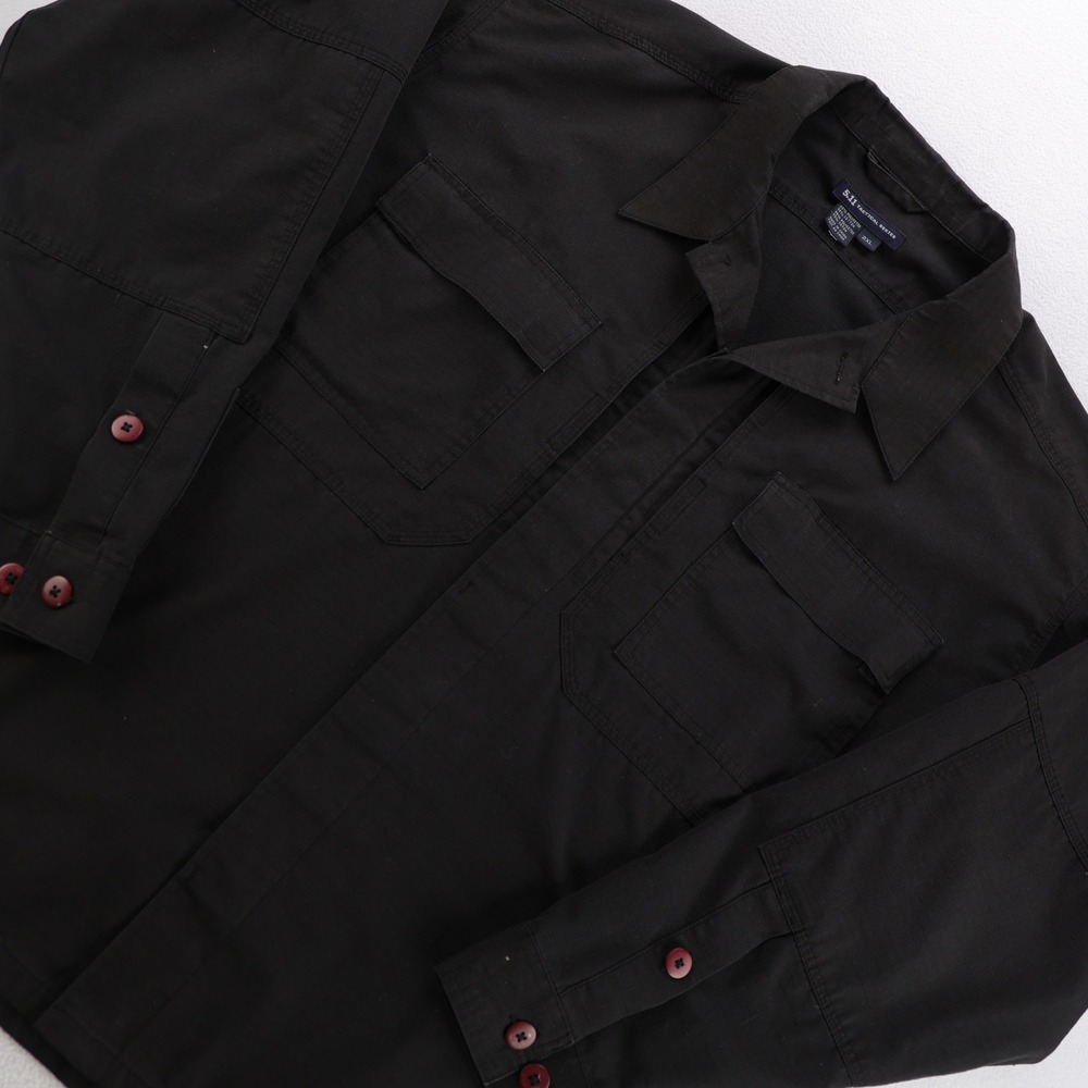 5.11 Tactical Series Mens 2XL Black Ripstop‎ Long Sleeve Button Up Work Shirt
